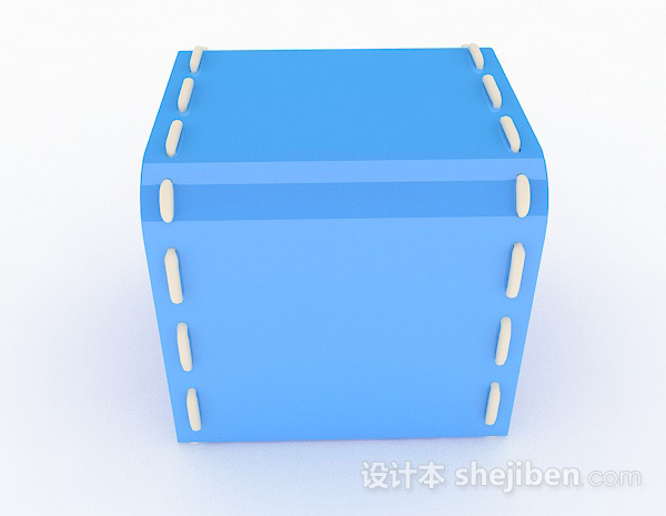 现代风格现代风格蓝色凳子3d模型下载