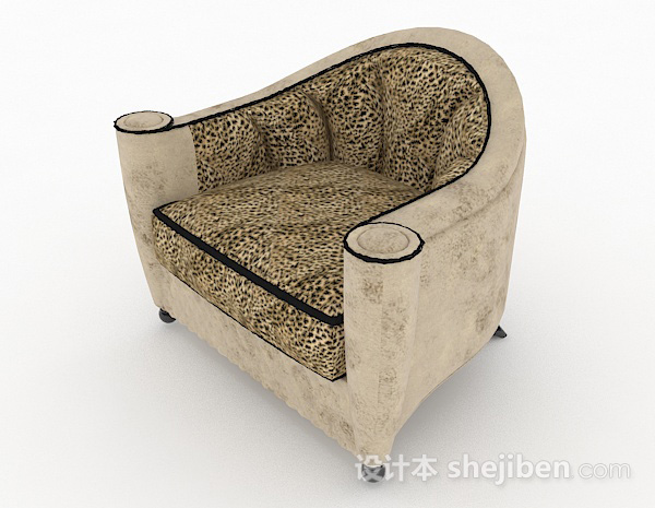 免费棕色单人沙发3d模型下载