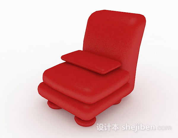 设计本红色简约单人沙发3d模型下载