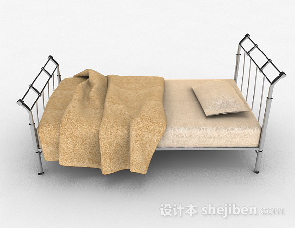 设计本简约单人床3d模型下载