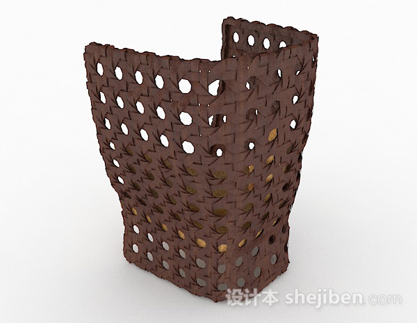 设计本田园棕色编织单人沙发3d模型下载