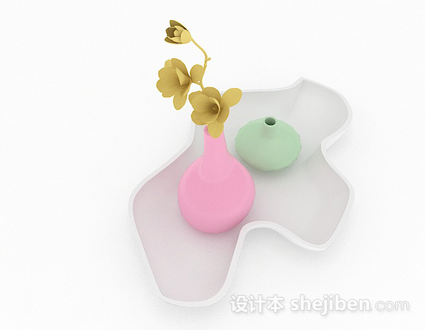 设计本现代风格粉色系陶艺花瓶3d模型下载