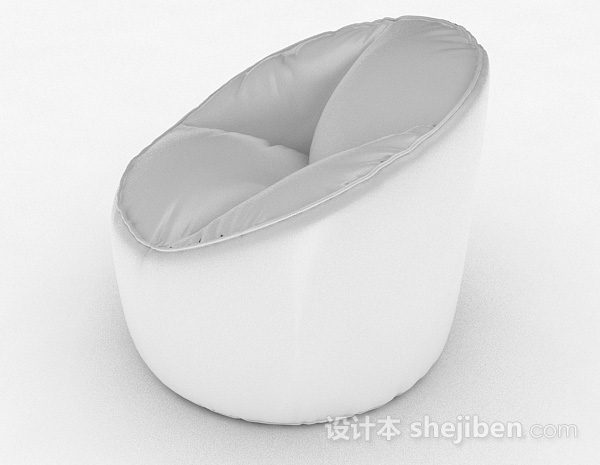 免费圆形简约白色单人沙发3d模型下载