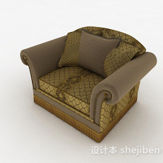 绿棕色单人沙发3d模型下载