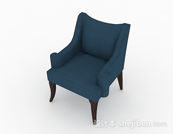 简欧蓝色单人沙发3d模型下载