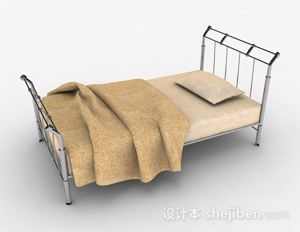 免费简约单人床3d模型下载