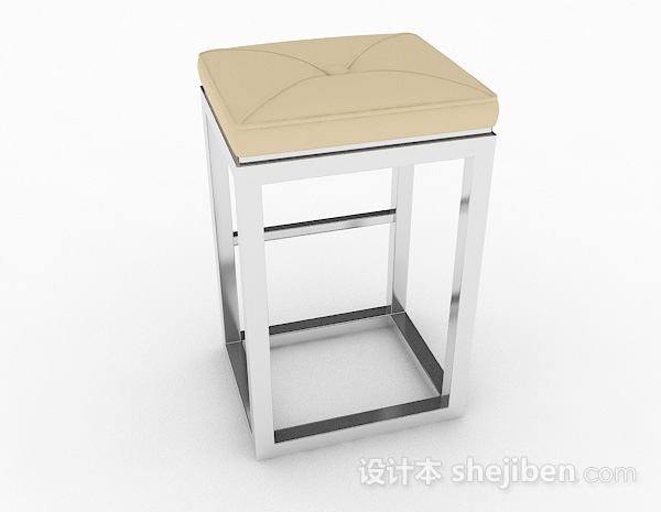 设计本棕色方形休闲凳子3d模型下载