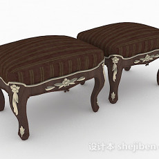 欧式棕色凳子组合3d模型下载
