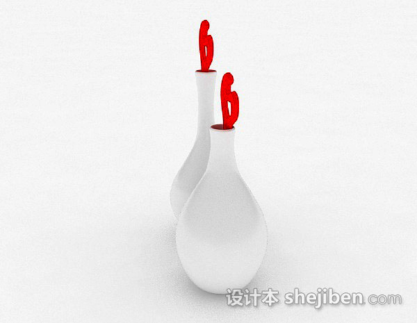 设计本现代风格白色组合时尚花瓶3d模型下载
