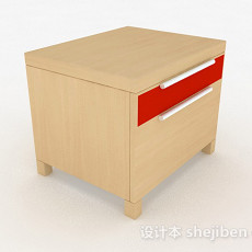 黄色木质床头柜3d模型下载