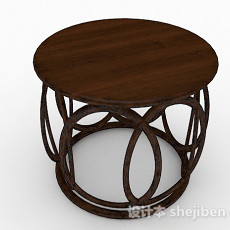 中式木质圆凳3d模型下载