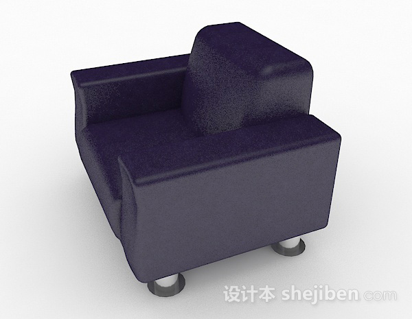免费深蓝色简约单人沙发3d模型下载