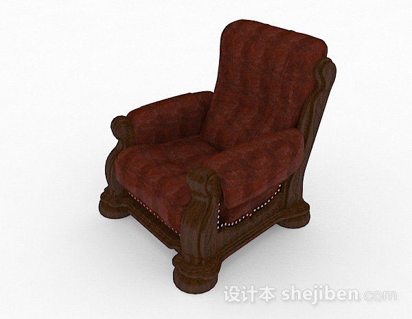现代风格红色木质单人沙发3d模型下载