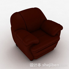 暗红色简约单人沙发3d模型下载