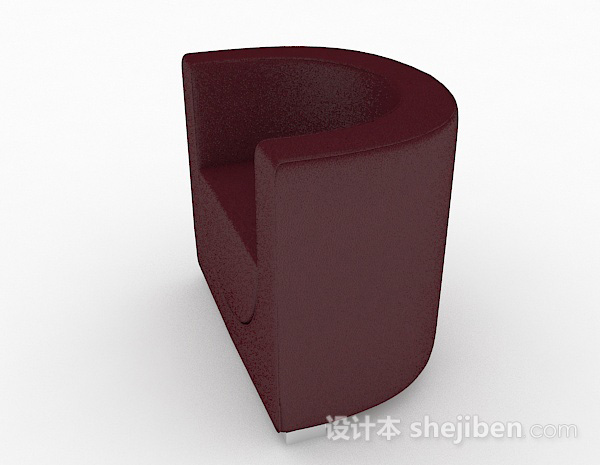 免费暗红色简约单人沙发3d模型下载