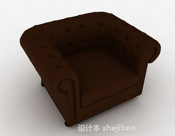 棕色单人沙发3d模型下载