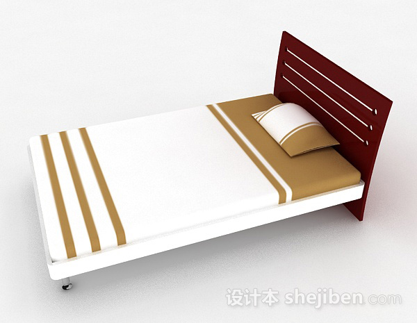设计本简约家居单人床3d模型下载