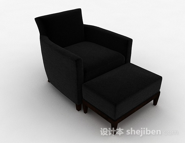 深蓝色简约单人沙发3d模型下载