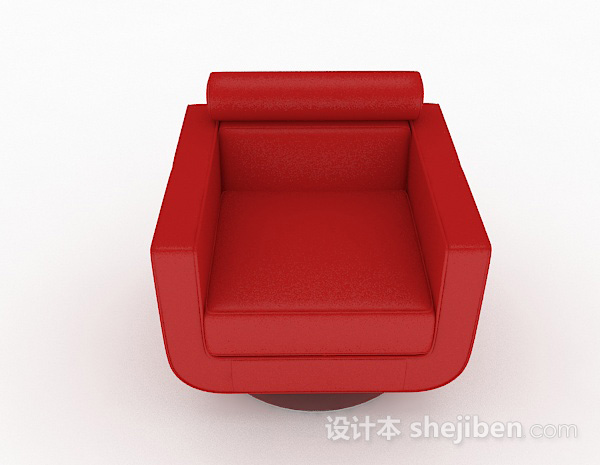 现代风格简约红色单人沙发3d模型下载