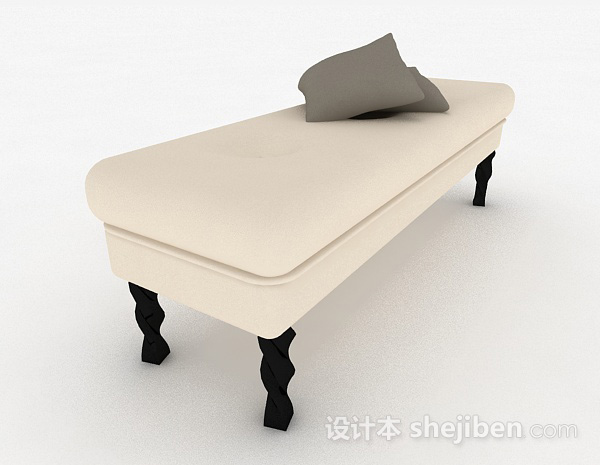 设计本现代风格米白色木质脚凳沙发3d模型下载