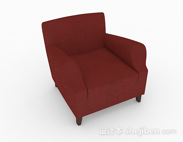 美式简约红色单人沙发3d模型下载