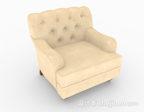 美式黄色单人沙发3d模型下载