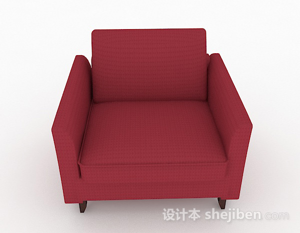 现代风格简约红色单人沙发3d模型下载