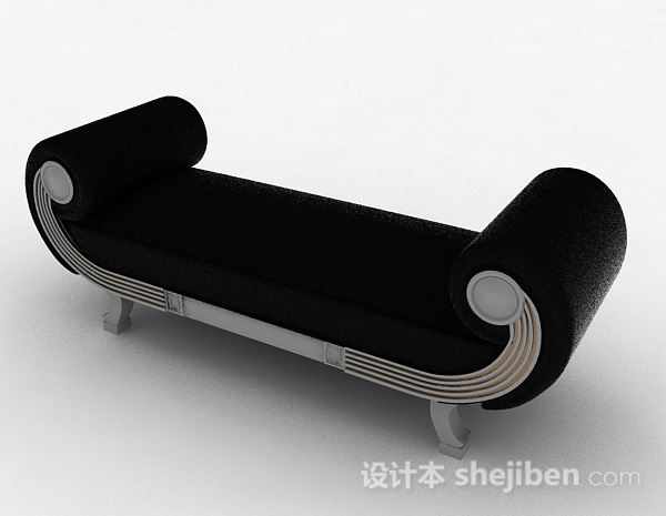 免费现代风格黑色舒适柔软脚凳沙发3d模型下载