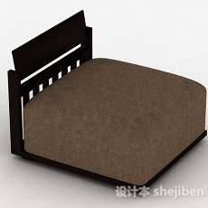 棕色木质单人沙发3d模型下载