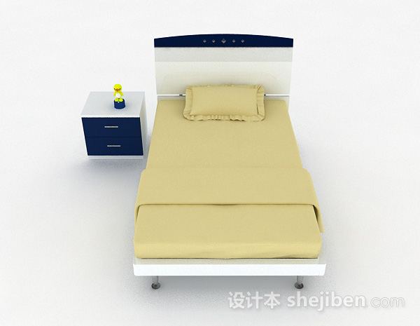 现代风格简约家居单人床3d模型下载
