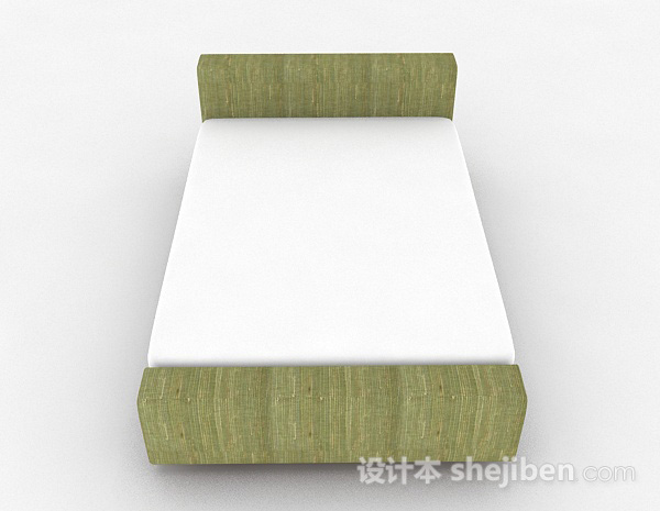 现代风格绿色简约单人床3d模型下载