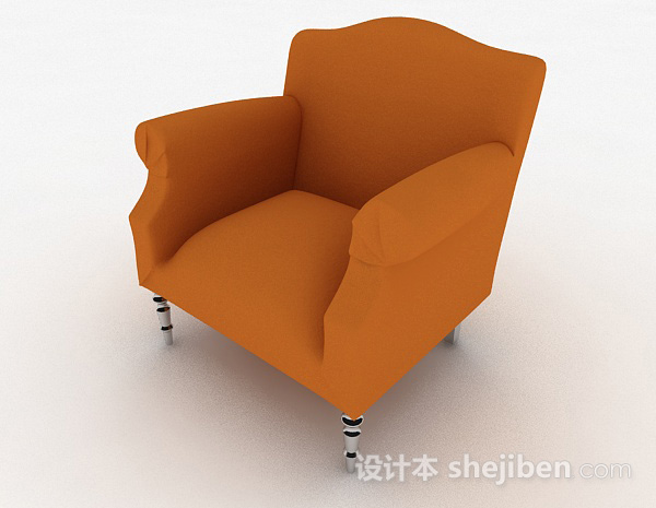 简约橙色单人沙发3d模型下载