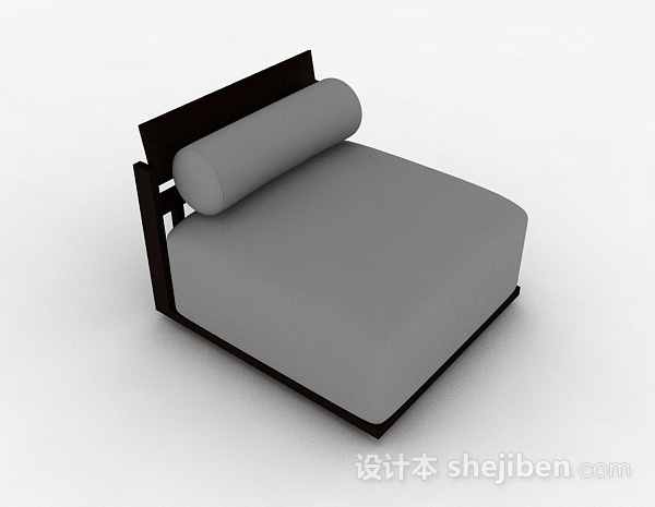 灰色简约单人沙发3d模型下载