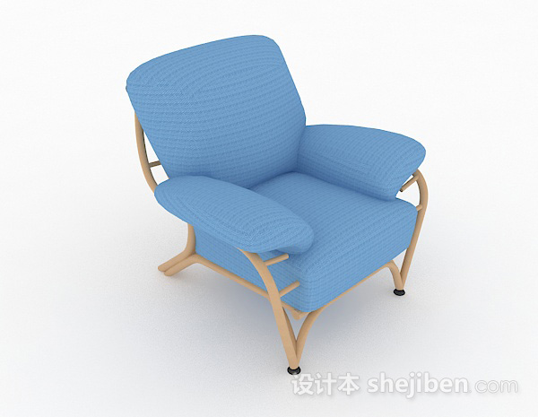 田园清新蓝色单人沙发3d模型下载