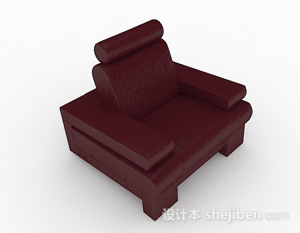 暗红色简约单人沙发3d模型下载