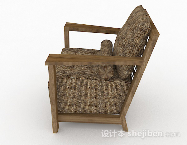 设计本田园棕色单人沙发3d模型下载