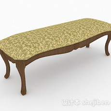 欧式黄色花纹沙发长凳3d模型下载