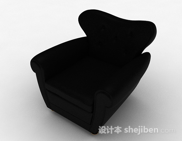 黑色家居单人沙发3d模型下载