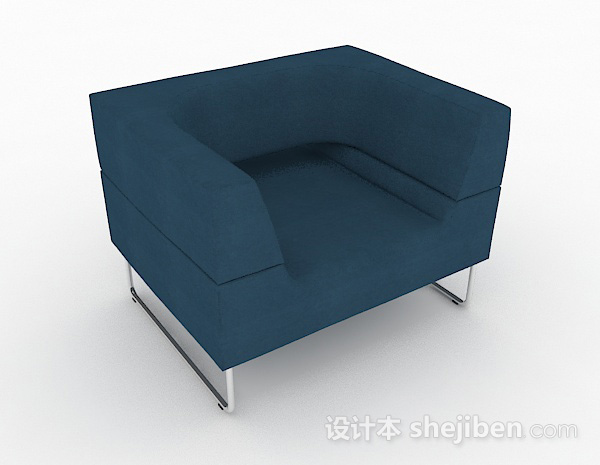 蓝色简约单人沙发3d模型下载