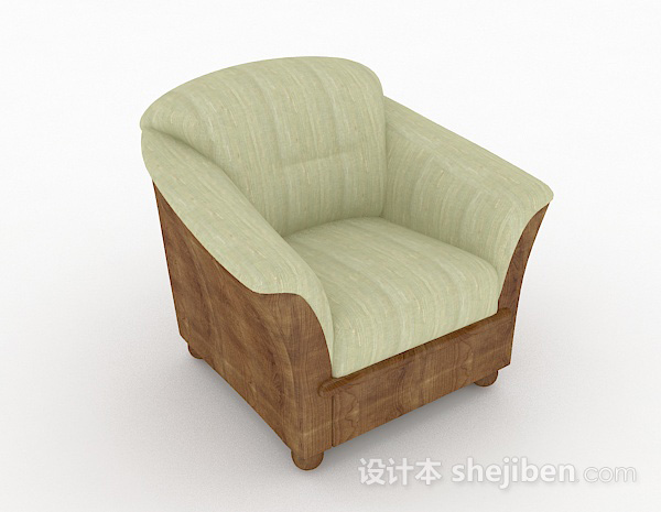 田园绿色单人沙发3d模型下载