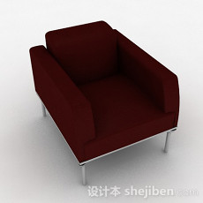 暗红色简约休闲单人沙发3d模型下载