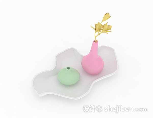 现代风格粉色系陶艺花瓶3d模型下载