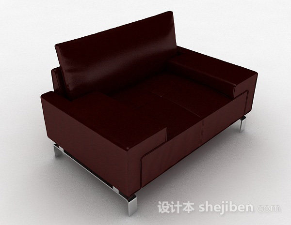 暗红色简约高档单人沙发3d模型下载