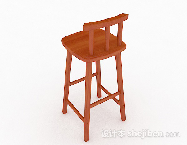设计本木质吧台凳3d模型下载