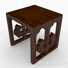 中式木质凳子3d模型下载