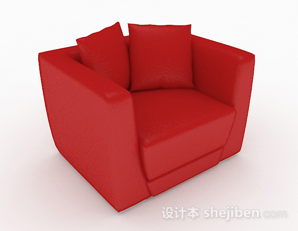 红色简约单人沙发