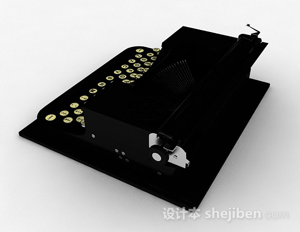 设计本美式复古打字机3d模型下载