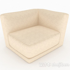 米黄色简约单人沙发3d模型下载