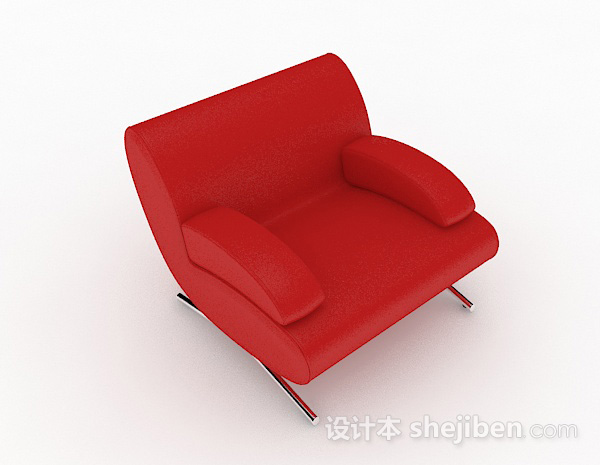 红色简约单人沙发3d模型下载