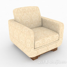 黄色花纹家居单人沙发3d模型下载
